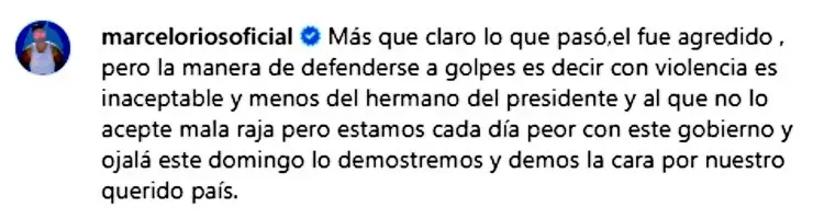 Los mensajes de Marcelo Ríos este mediodía por Instagram