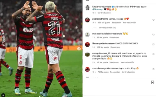 Arturo Vidal feliz con el Flamengo en la final.