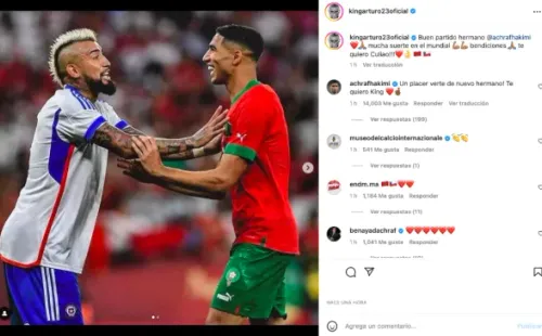 Arturo VIdal y Achraf Hakimi se entregaron cariño en redes sociales.
