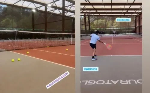 Las historias de Garin entrenando en la academia de Patrick Mouratoglou, exentrenador de Serena Williams, junto a Daniil Medvedev. | Foto: @garincris