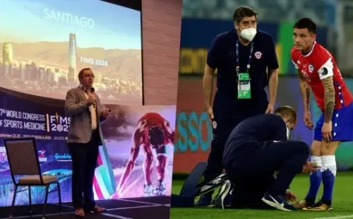 El doctor Marcelo Sajuria Garcés expone en Guadalajara 2022 la postulación de Santiago, Chile, para ser sede del Congreso Mundial de Medicina del Deporte 2026, la cual se ganó. | Foto: Redes Sociales / Getty