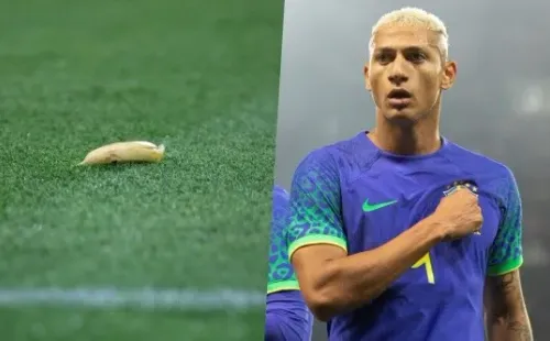 Indigntante: a Richarlison le tiraron un plátano en pleno partido. | Foto: Lucas Figueiredo/CBF