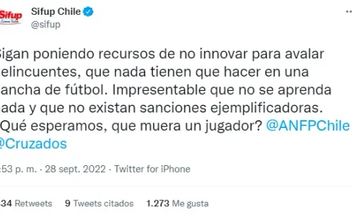 El mensaje de Sifup por la agresión que sufrió Martín Parra.