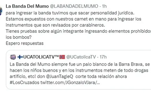 Uno de los mensajes en las redes sociales de La Banda del Mumo.