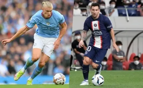 Haaland es una de las más grandes proyecciones del fútbol mundial, mientras que Messi lleva años escribiendo su leyenda con letras doradas. | Foto: Getty