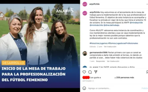 Anjuff ya comenzó a trabajar con la ANFP y los ministerios del Trabajo y del Deporte para implementar la ley. (Captura)