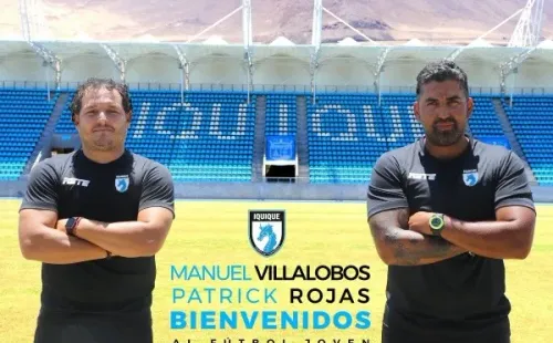 Manuel Villalobos y Patrick Rojas pasan del fútbol joven al primer equipo de Deportes Iquique. Foto: Comunicaciones D. Iquique.