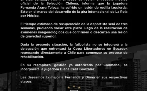 El comunicado de las Bohemias sobre Fernanda Araya. (Santiago Morning)