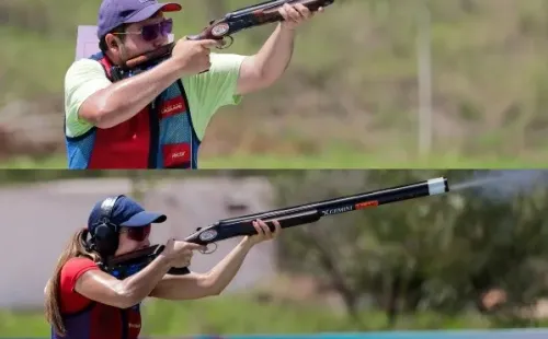 Flores y Crovetto rozaron el oro en Tiro Skeet Mixto. | Foto:Team Chile / Sebastián Miranda