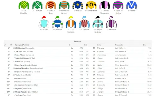 El resultado oficial de la carrera publicado por el Hipódromo.