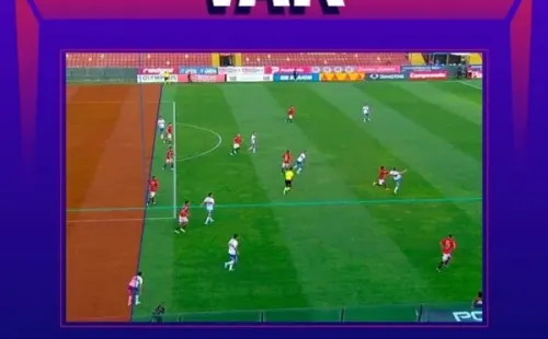 La línea del VAR en el gol de Zampedri. (Foto: TNT Sports)