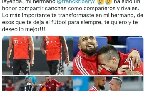 El mensaje de Arturo Vidal en sus redes sociales.