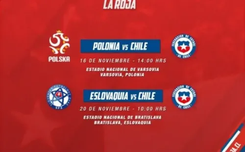 La Roja confirmó los amistosos ante Polonia y Eslovaquia con fecha, hora y lugar. | Foto: Selección Chilena