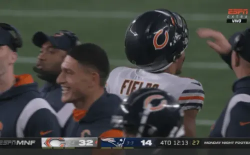 Sammis festeja junto a su nuevo equipo una anotación ante los Patriots (ESPN)