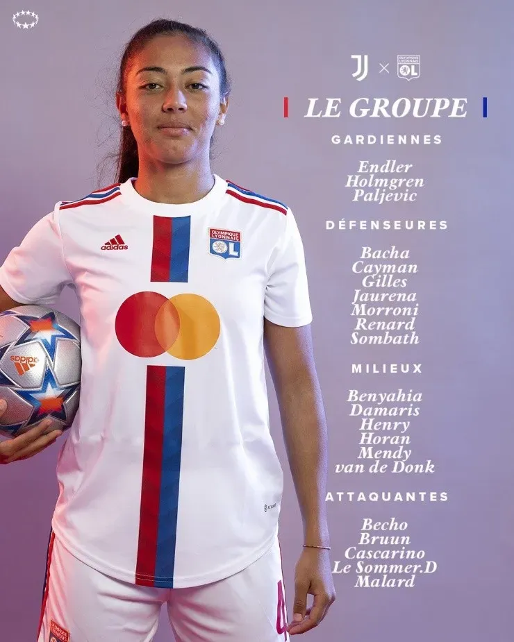 La nómina del Lyon para enfrentar a Juventus. (OL Féminin)