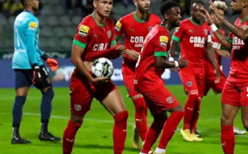 Jesús Ramírez celebra el único gol del partido entre el Maritimo y el Pacos de Ferreira.