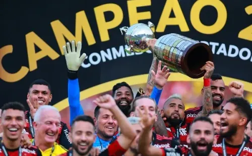 Hugo González y Ricardo Dabrowskichochos con Vidal campeón de Copa Libertadores.