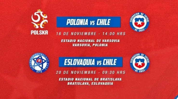 La programación de los amistosos de la selección chilena en noviembre
