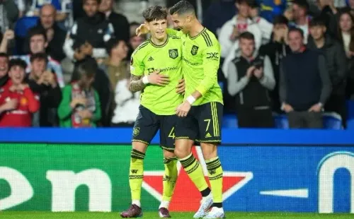 Cristiano Ronaldo cedió y Alejandro Garnacho anotó el gol con el que el Manchester United abrió la cuenta ante Real Sociedad. Foto: Getty Images
