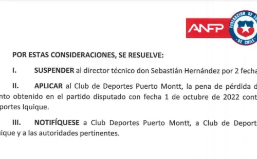 Las sanciones para Deportes Puerto Montt. (ANFP)