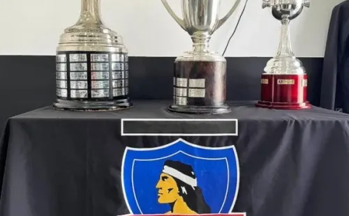 Las copas en exposición en las oficinas del Club Social. (Dale Albo)