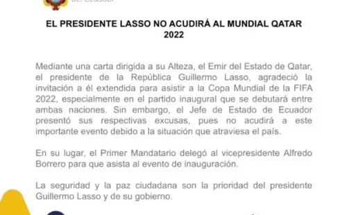 Comunicado de la presidencia de Ecuador.