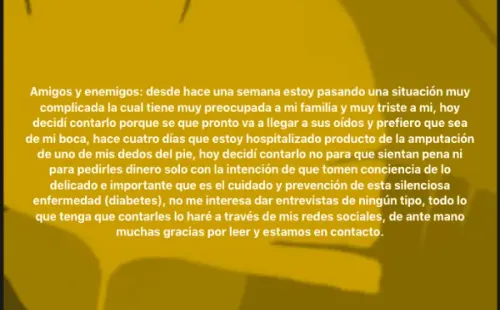 Amputan dedo a Mauricio Medina.(Foto: Facebook)