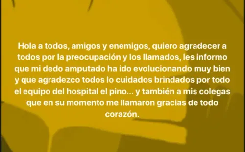 Amputan dedo a Mauricio Medina.(Foto: Facebook)