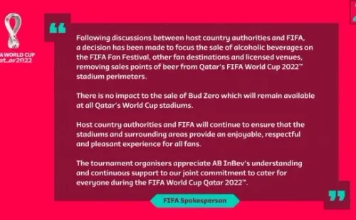 El comunicado oficial de la FIFA. | Foto: FIFA Media.