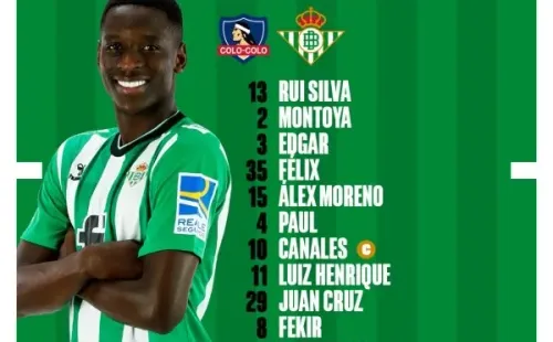 Formación del Betis.