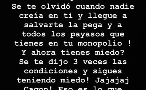 Mensaje de Nicolás Castillo en Instagram