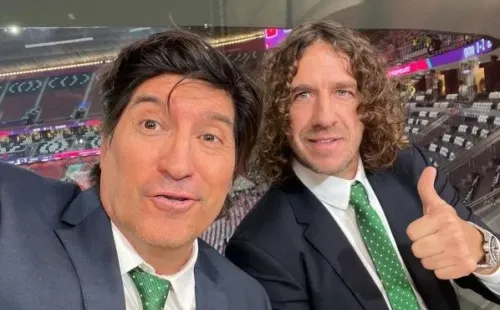 Junto a Carles Puyol en la transmisión para México.