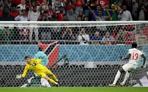 Thibaut Courtois jugó en modo muralla ante Canadá y Bélgica sacó la mínima diferencia. (Getty Images 2022).