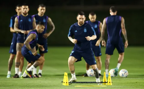Lionel Messi en el entrenamiento de Argentina