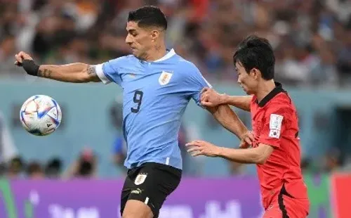 Luis Suárez en acción ante Corea del Sur: jugó 64′ y fue reemplazado por Edinson Cavani. (Getty Images 2022).