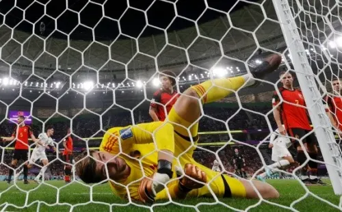 Courtois no tuvo el mejor de los rendimientos ante Marruecos. | Foto: Getty Images.