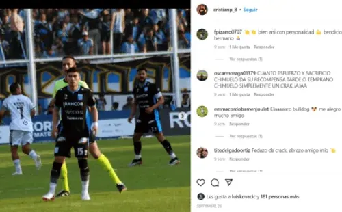 Cristian Pizarro con la camiseta de Racing de Córdoba. (Captura Instagram).