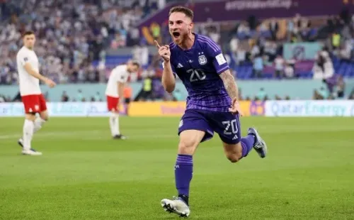 Así gritó Alexis Mac Allister su gol ante Polonia, el primero que anota con la selección de Argentina. (Getty Images 2022).