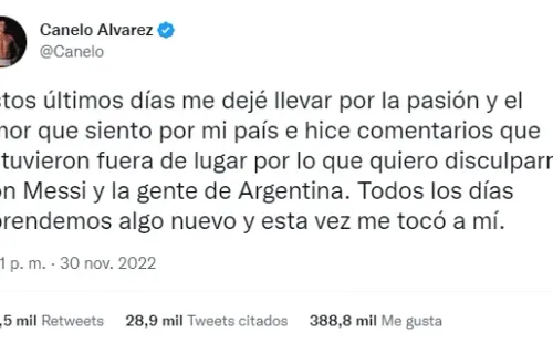 Disculpas de Canelo a Messi