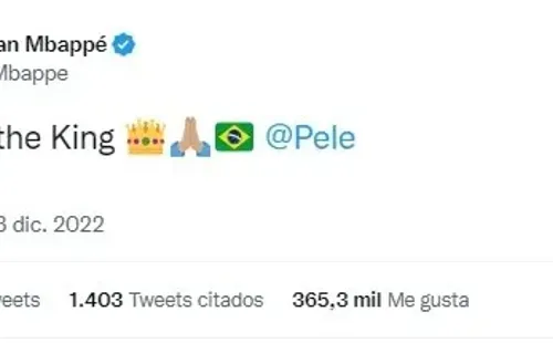 El mensaje de Kylian Mbappé en su Twitter personal. | Foto: Captura.