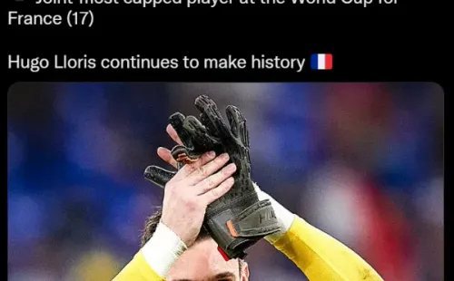 Los dos registros que derribó Hugo Lloris tras comenzar de titular en el duelo entre Francia y Polonia. (Captura Twitter Bleacher Report).