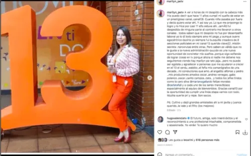 Marilyn Pérez fue despedida de Canal 13.(Foto: Instagram)