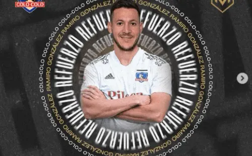 La gráfica de Mundo Futuro para oficializar la llegada de Ramiro González a Colo Colo. (Captura).