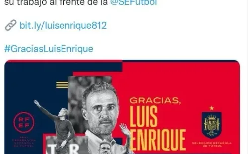 Así despidió la RFEF a Luis Enrique. | Foto: Captura.