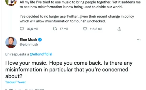 Elton John manda a volar a Twitter tras llegada de Musk.(Foto: Twitter)