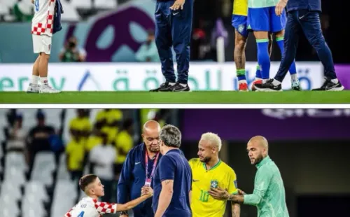 Leo Perisic y su contacto con Neymar. (Captura).