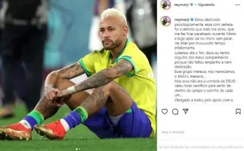 Neymar sigue masticando la dolorosa eliminación de Brasil en Qatar 2022. | Foto: Captura.