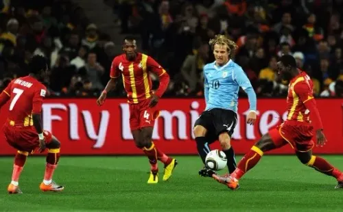 Ghana en el 2010 perdió en cuartos de final ante Uruguay vía lanzamientos penales. | Foto: Getty Images.