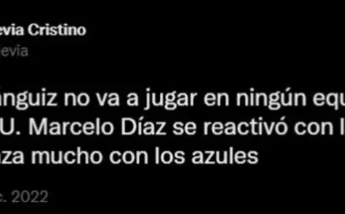 El mensaje de Coke Hevia en Twitter sobre la llegada de Charles Aránguiz a la UC.