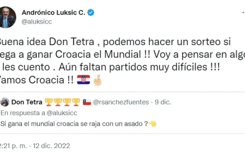 Andrónico Luksic analiza sorteo si Croacia gana el Mundial